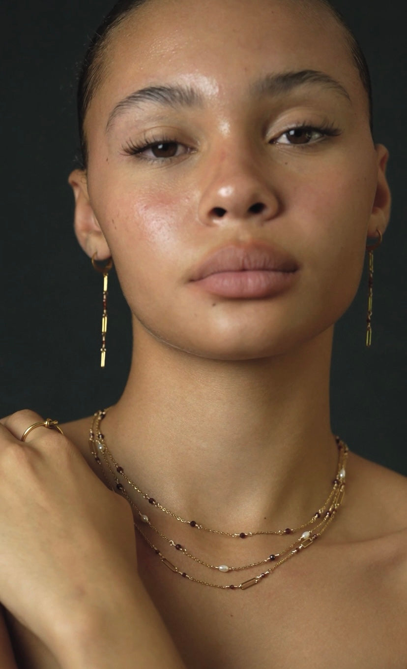 IZA NECKLACE - ORANGE GARNET