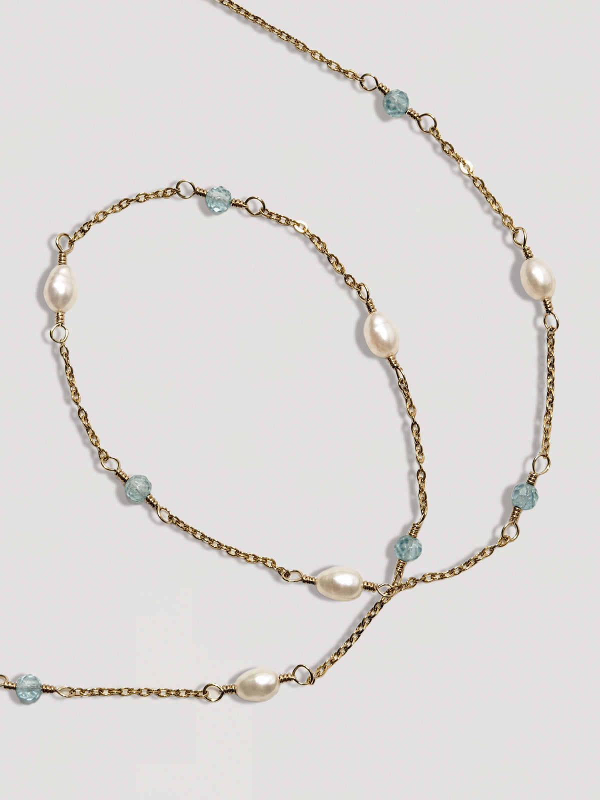 CASSIOPEIA NECKLACE - PEARL & AQUAMARINE
