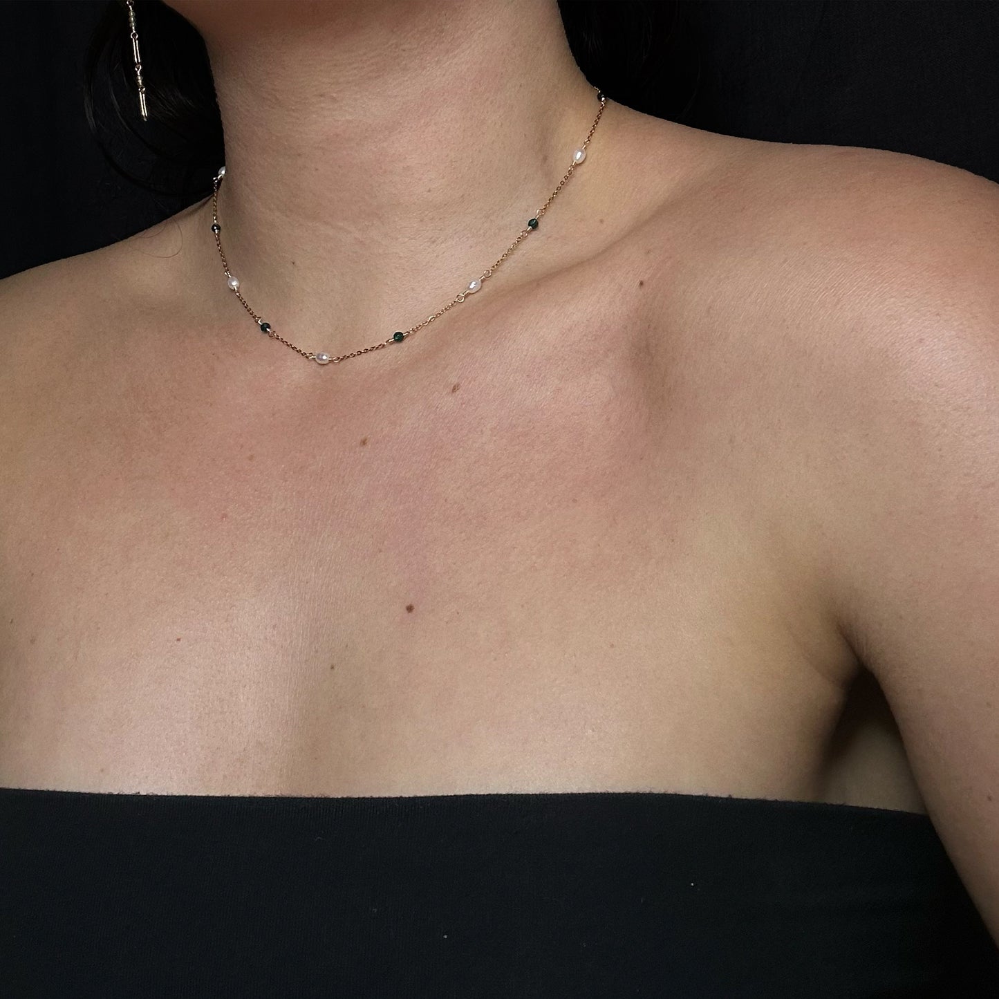 CASSIOPEIA NECKLACE - PEARL & EMERALD