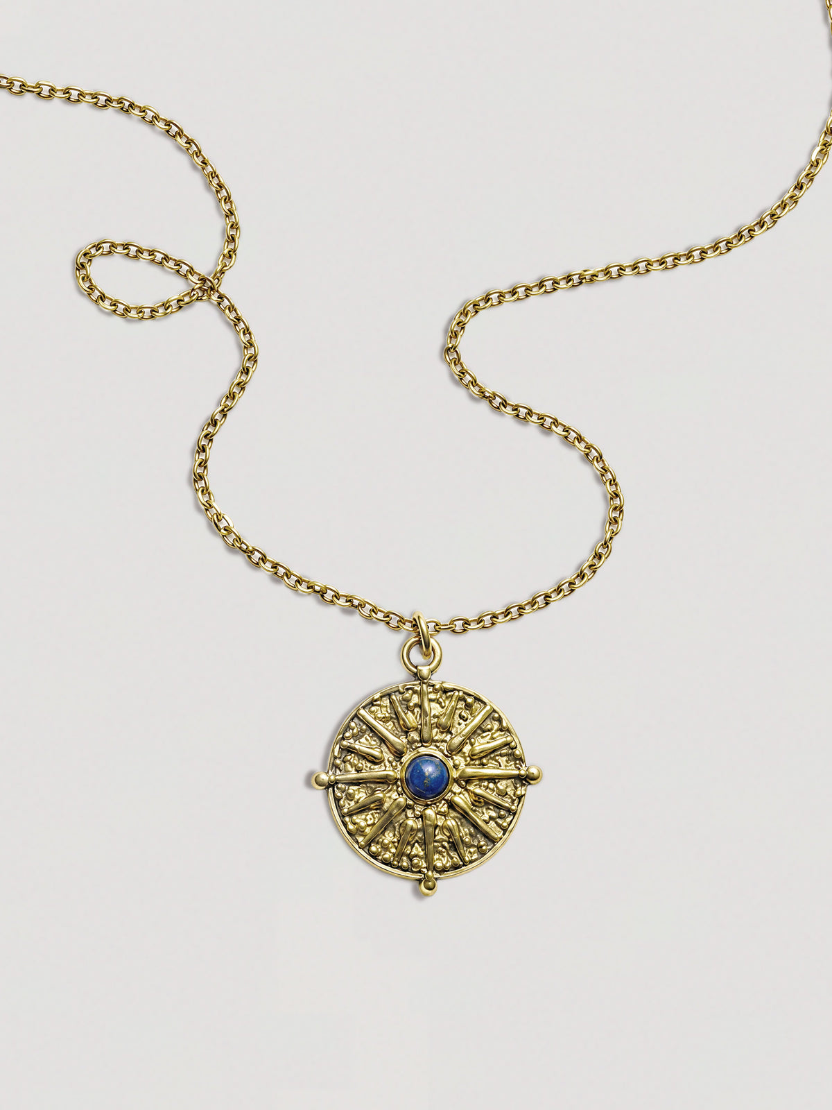 SUN PENDANT NECKLACE - LAPIS LAZULI