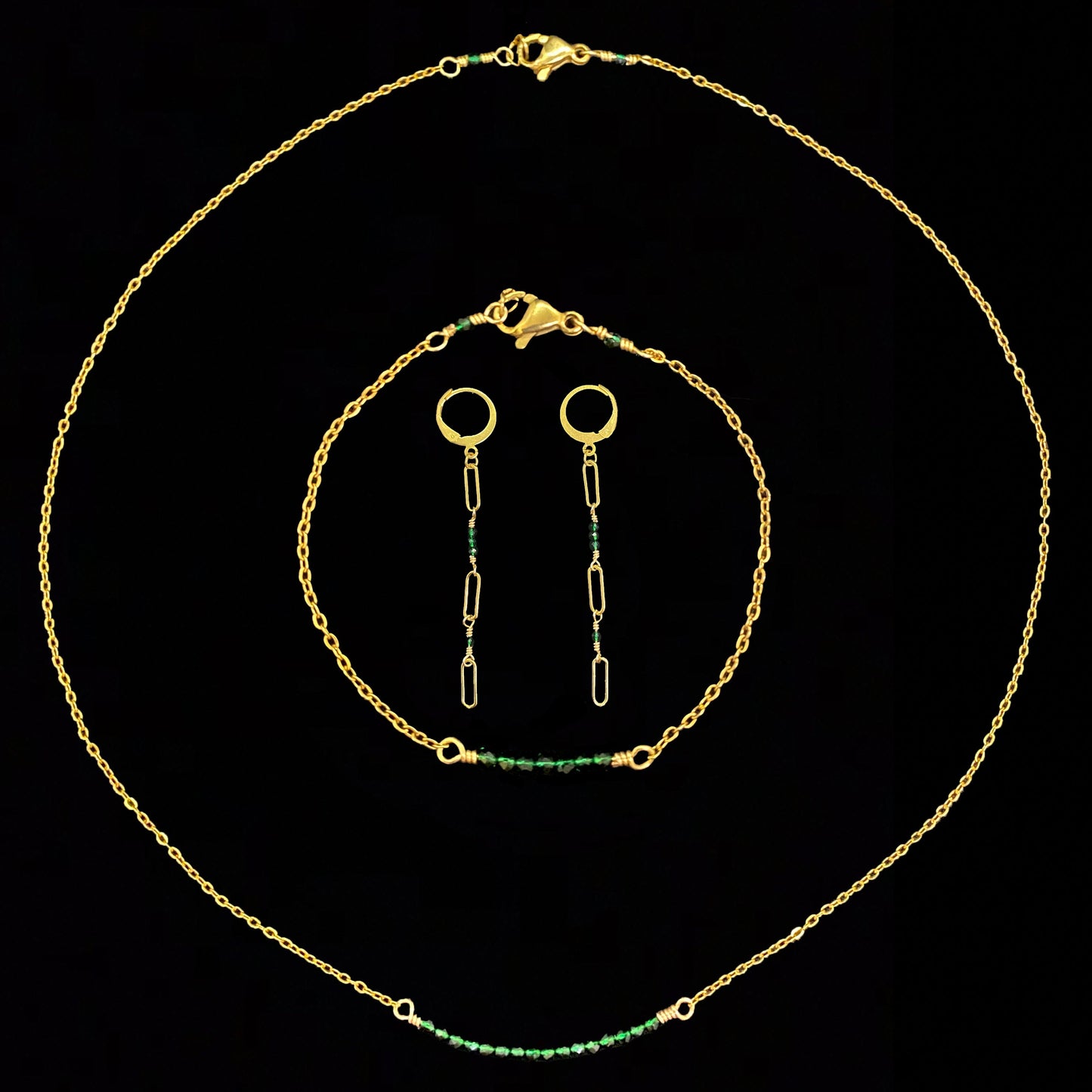 CIERLO SET - EMERLAD - NECKLACE, EARRINGS, BRACELET
