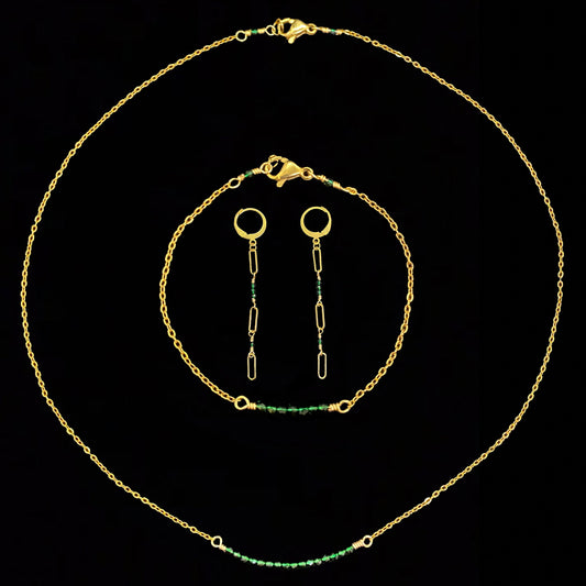 CIERLO SET - EMERLAD - NECKLACE, EARRINGS, BRACELET
