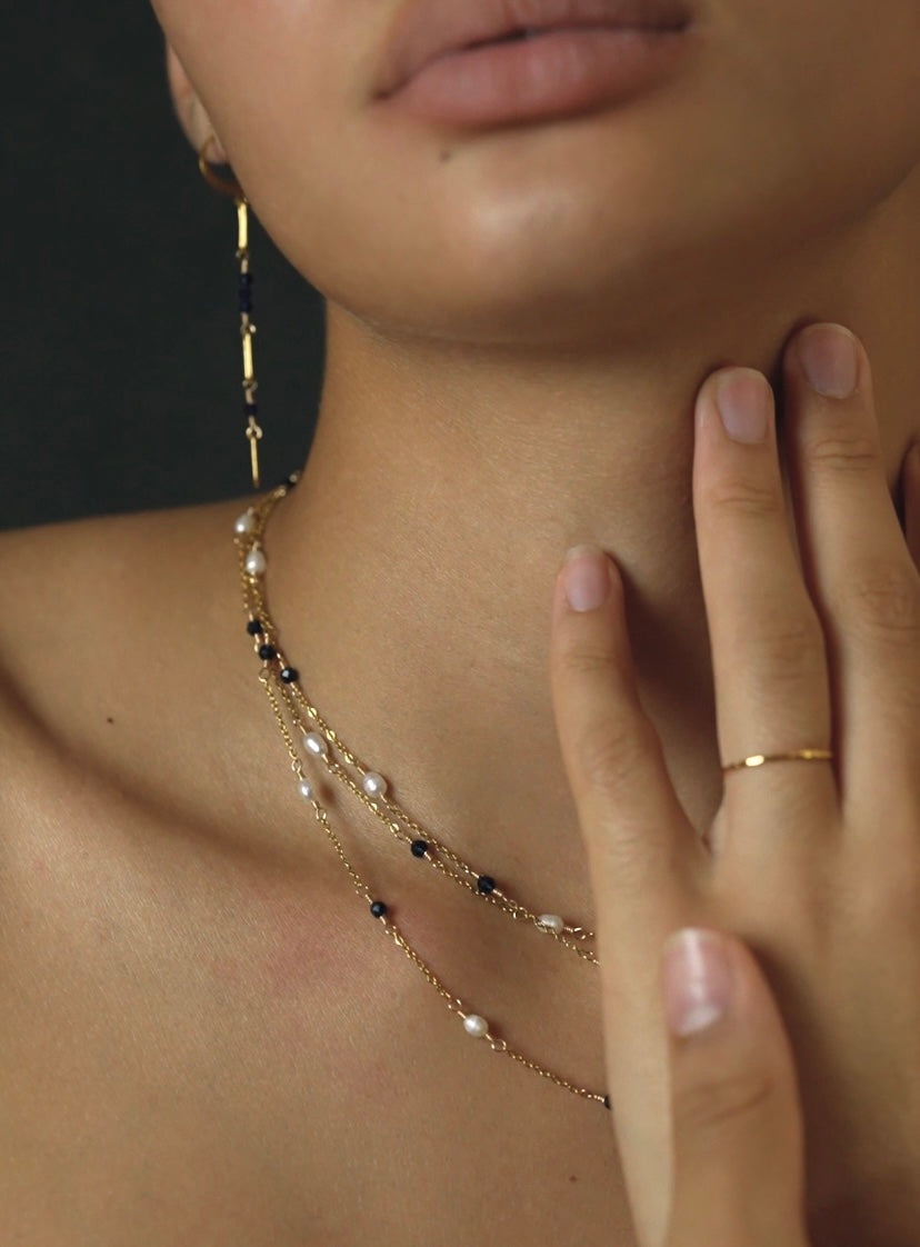 CASSIOPEIA NECKLACE - PEARL & SAPPHIRE