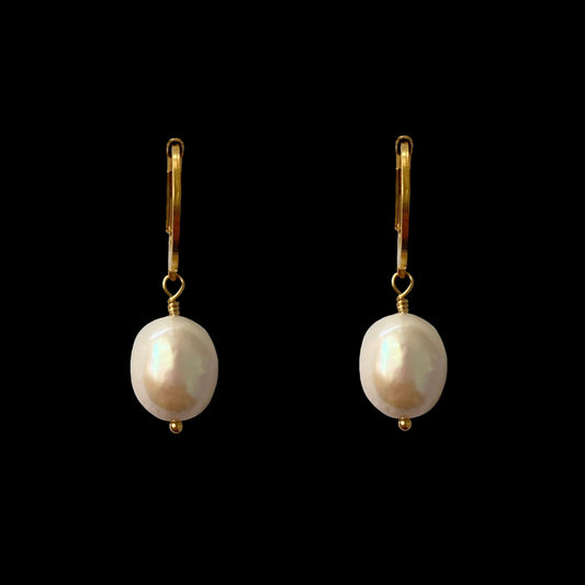 CLASSIC FRESHWATER PEARL EARRINGS - LARGE