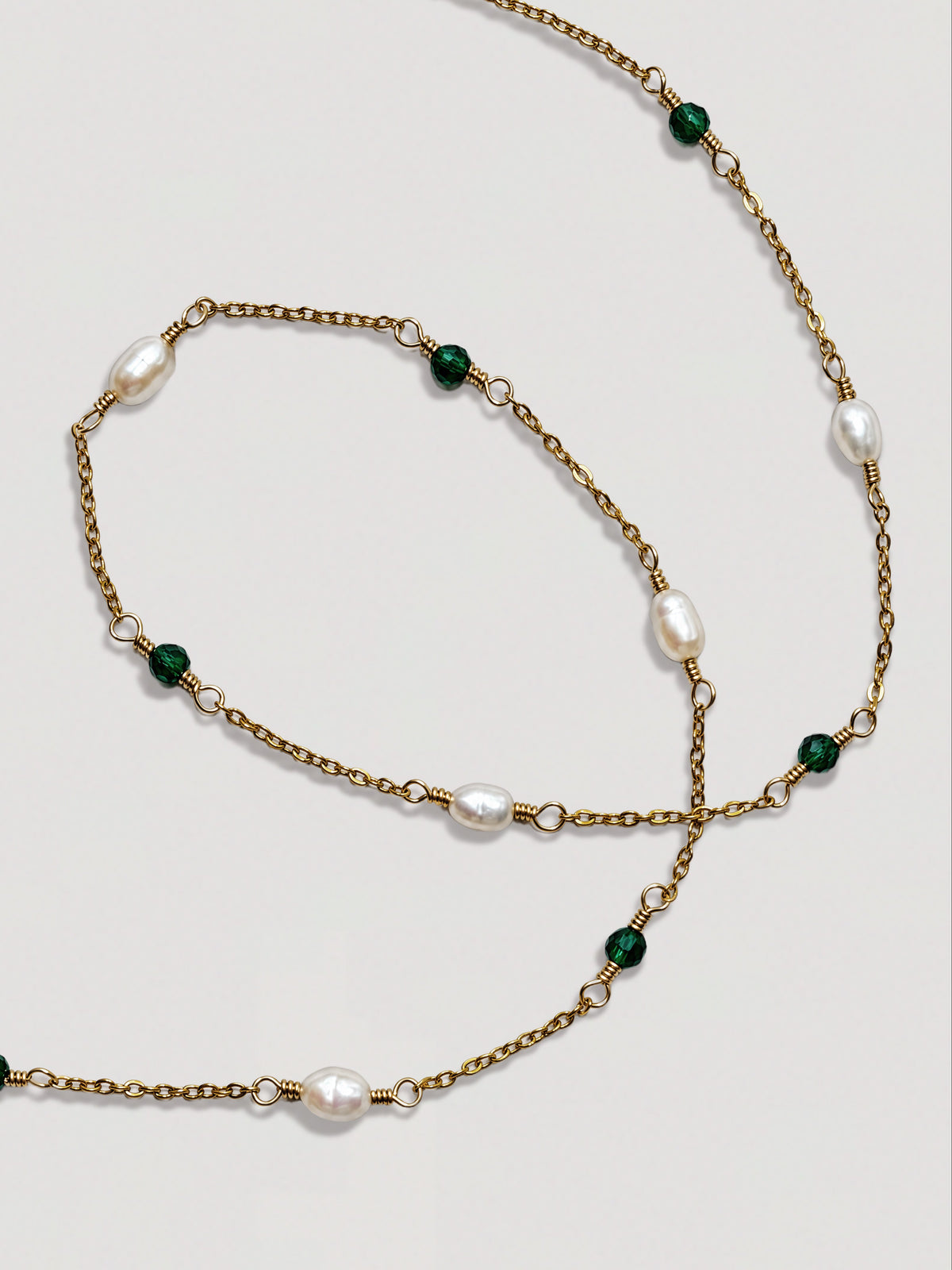CASSIOPEIA NECKLACE - PEARL & EMERALD