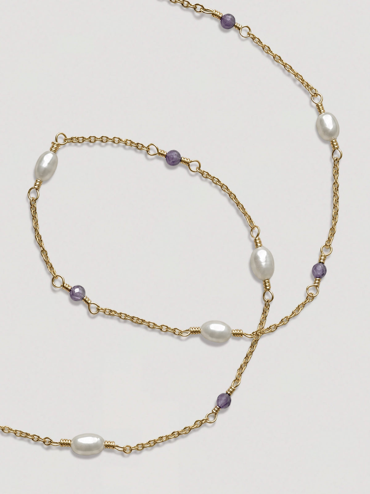 CASSIOPEIA NECKLACE - PEARL & PURPLE ZIRCON