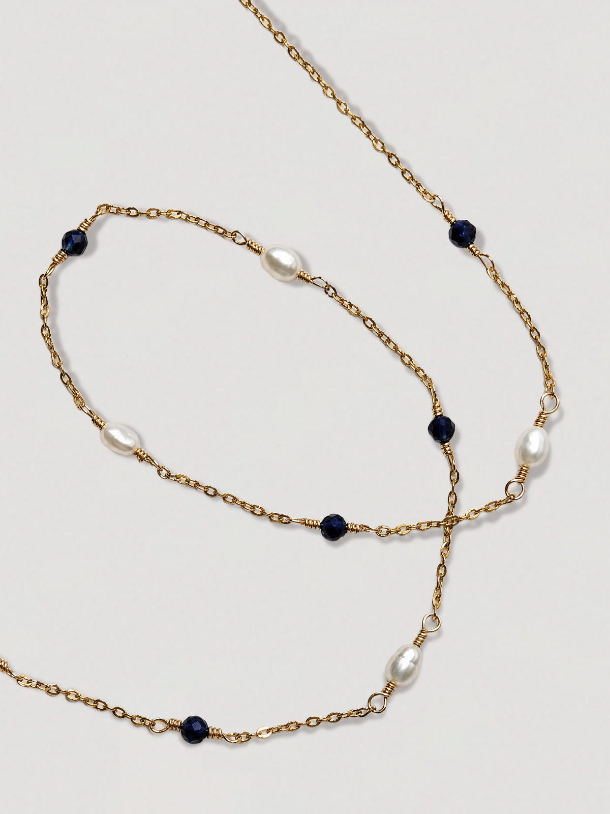 CASSIOPEIA NECKLACE - PEARL & SAPPHIRE
