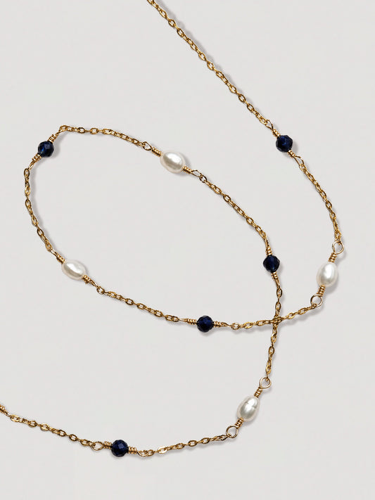 CASSIOPEIA NECKLACE - PEARL & SAPPHIRE