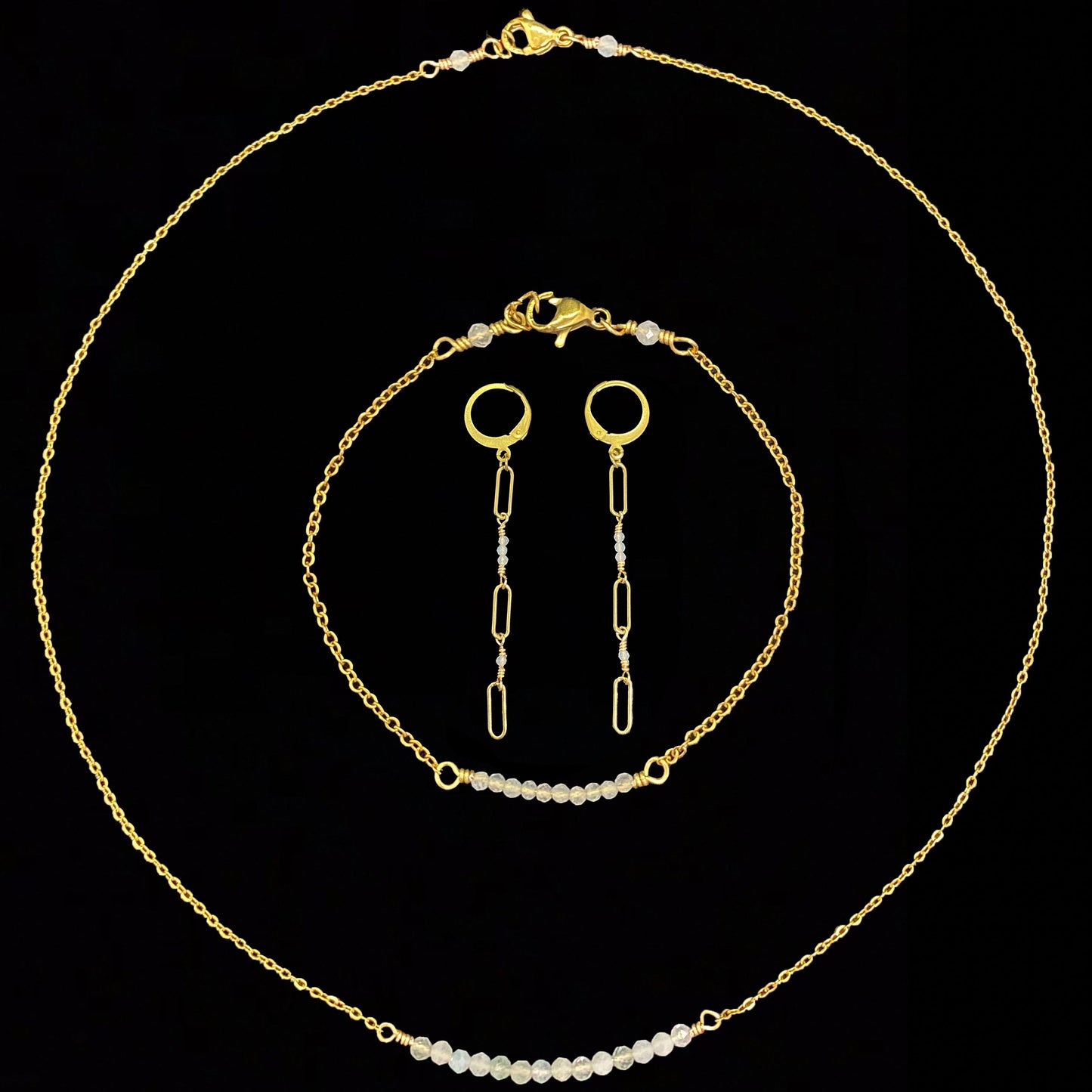 CIERLO SET - AQUAMARINE - NECKLACE, EARRINGS, BRACELET