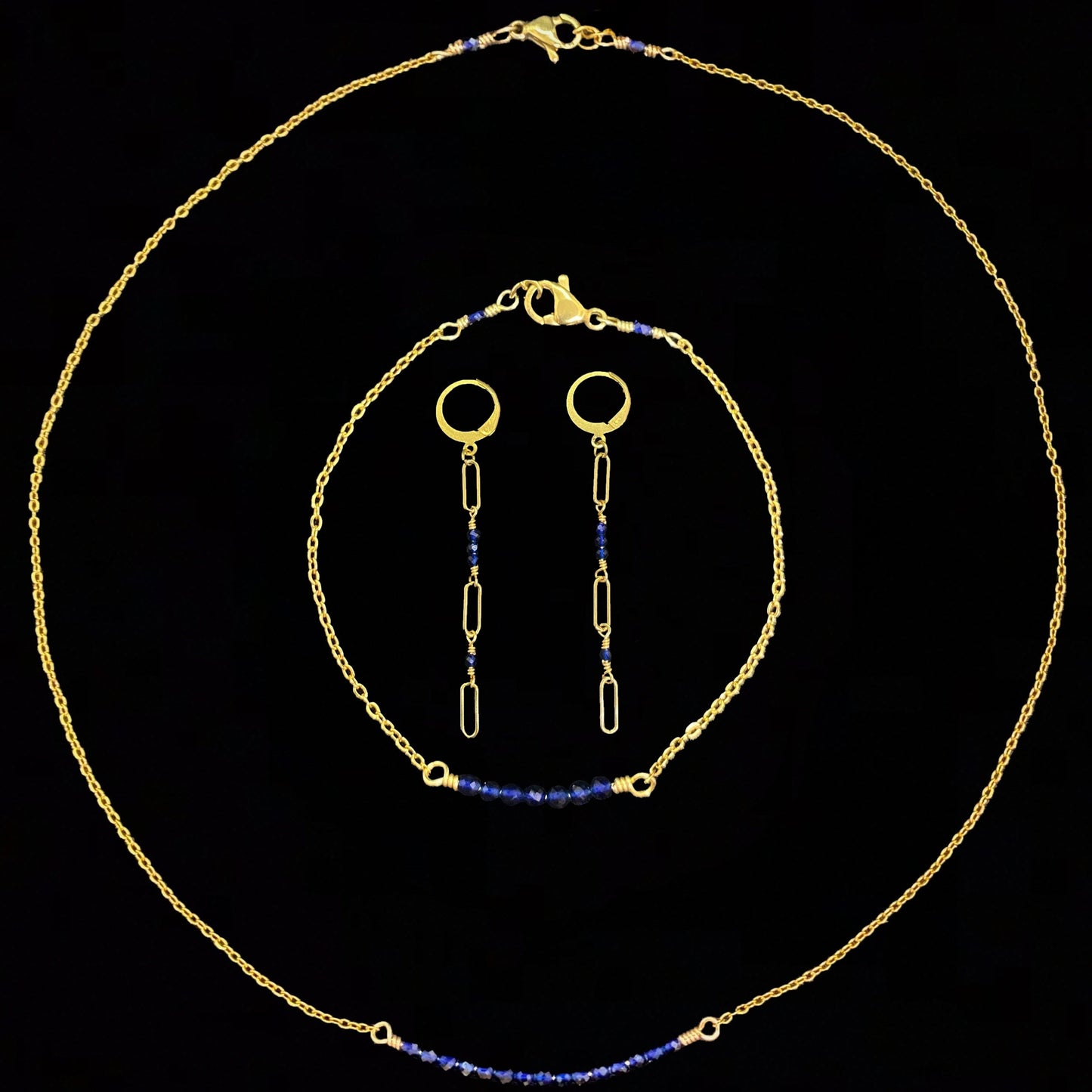 CIERLO SET - SAPPHIRE - NECKLACE, EARRINGS, BRACELET