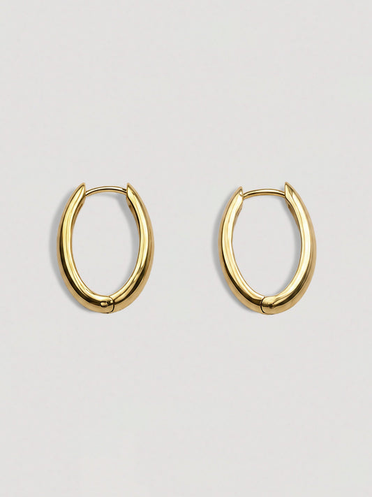 DROP DOME GOLD HOOP EARRINGS