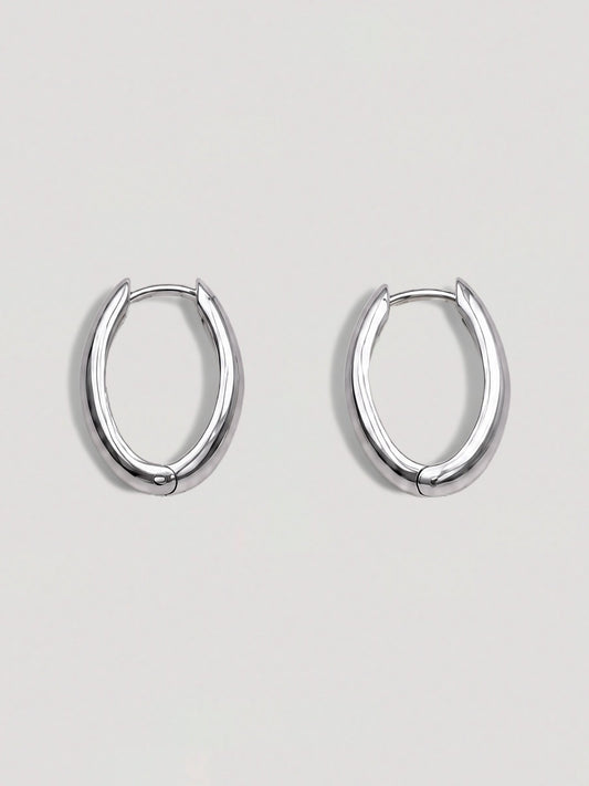 DROP DOME SILVER HOOP EARRINGS