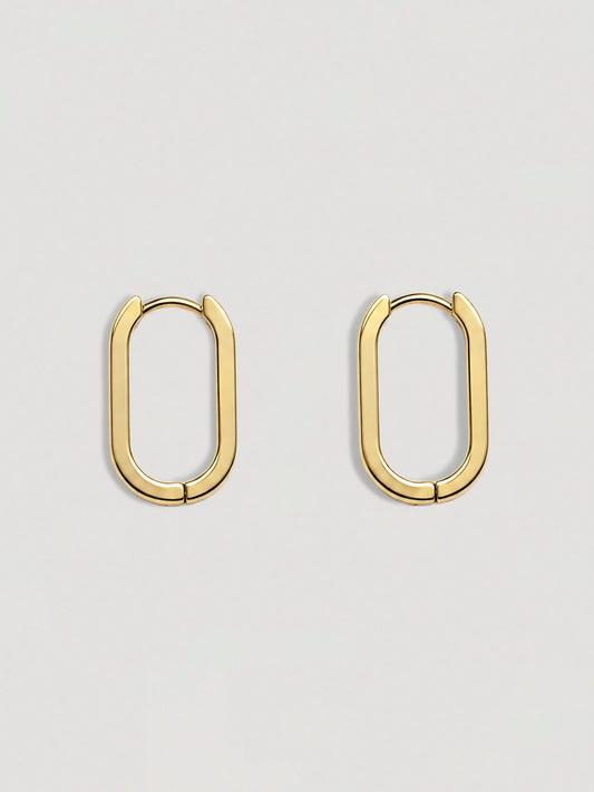 ELONGATED GOLD HOOP EARRINGS