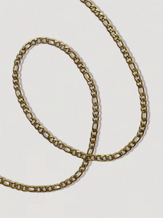 4MM GOLD FIGERO CHAIN NECKLACE