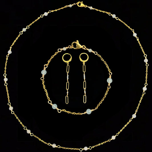 IZA SET - AQUAMARINE - NECKLACE, EARRINGS, BRACELET