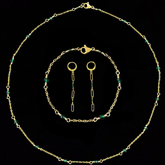 IZA SET - EMERLAD - NECKLACE, EARRINGS, BRACELET