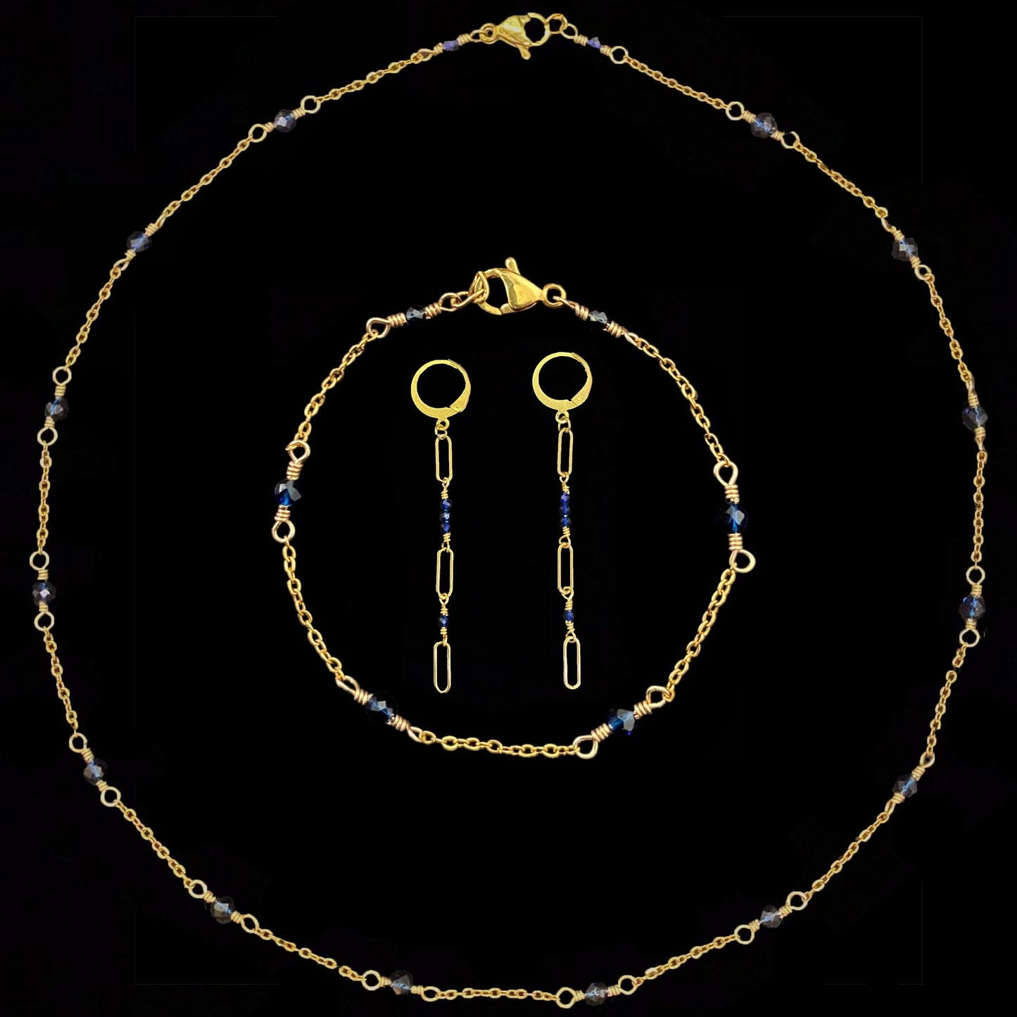 IZA SET - SAPPHIRE - NECKLACE, EARRINGS, BRACELET