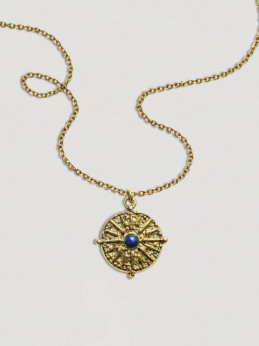 SUN PENDANT NECKLACE - LAPIS LAZULI
