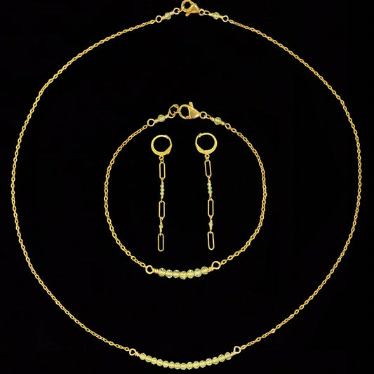 CIERLO SET - PERIDOT - NECKLACE, EARRINGS, BRACELET