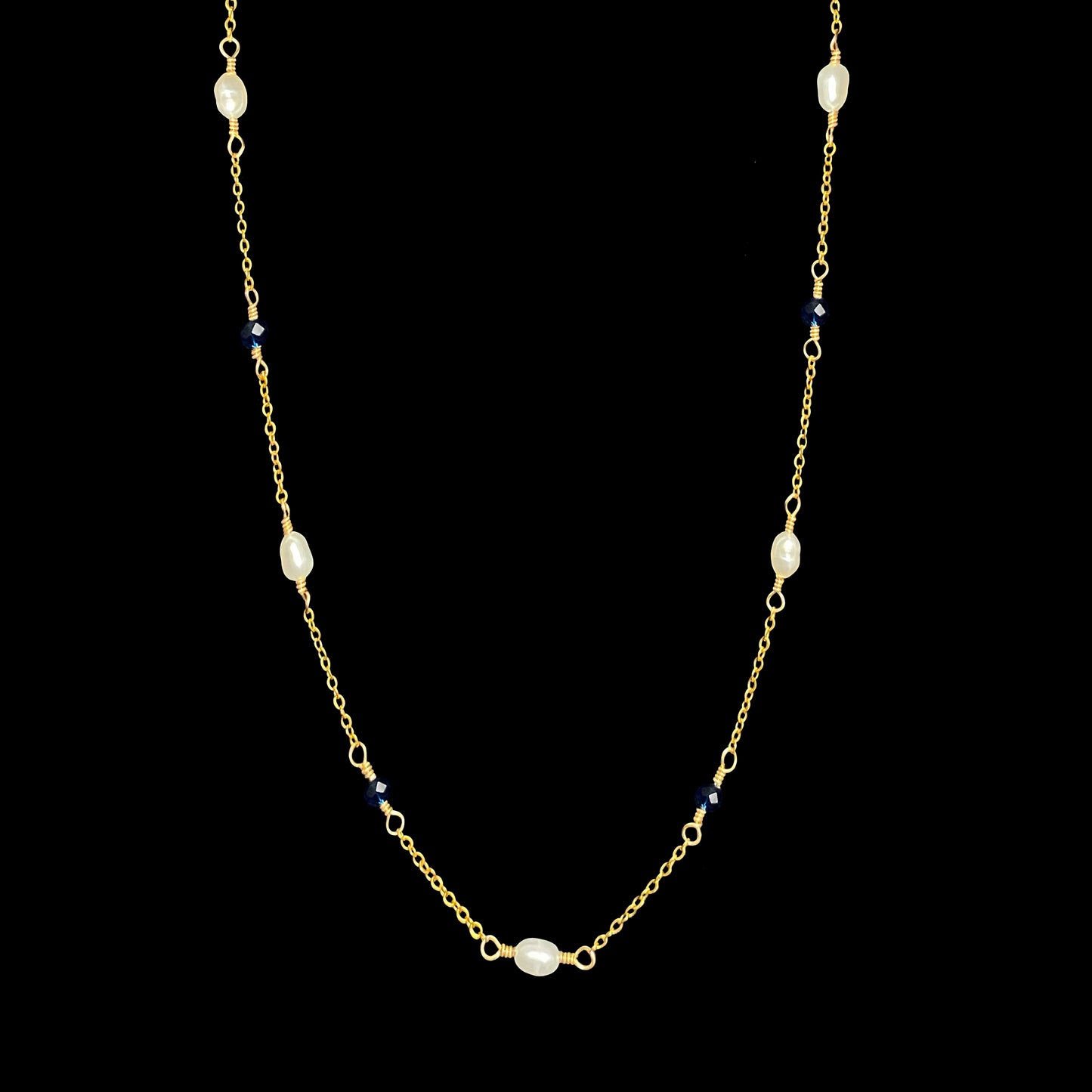 CASSIOPEIA NECKLACE - PEARL & SAPPHIRE