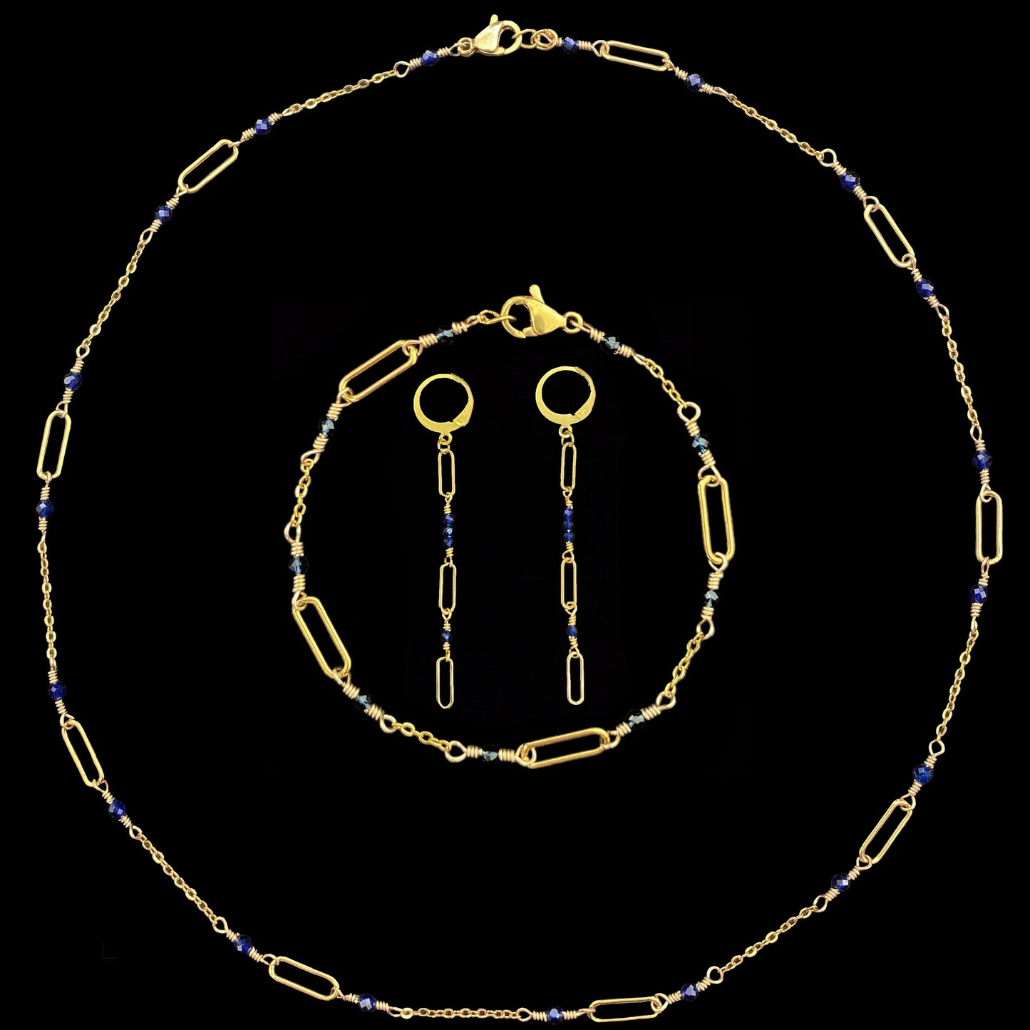VELA SET - SAPPHIRE - NECKLACE, EARRINGS, BRACELET