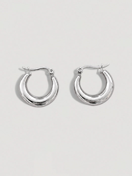 SMALL CHUNKY SILVER HOOP EARRINGS