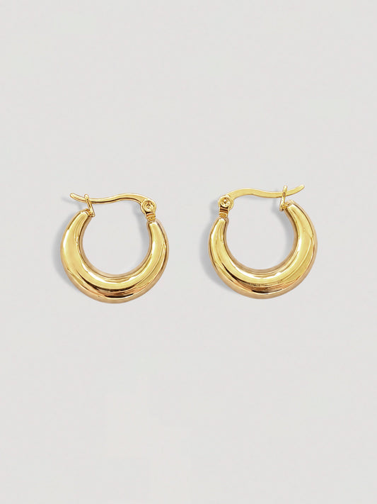SMALL CHUNKY GOLD HOOP EARRINGS