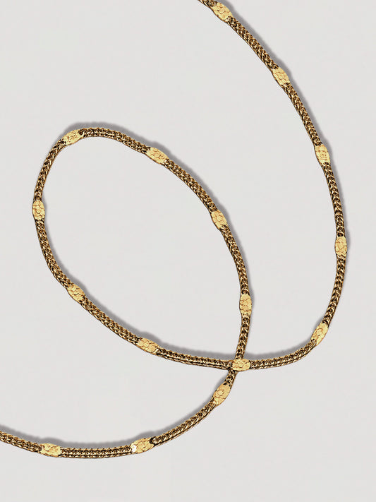 TINY GOLD FIGARO CHAIN NECKLACE - 2MM