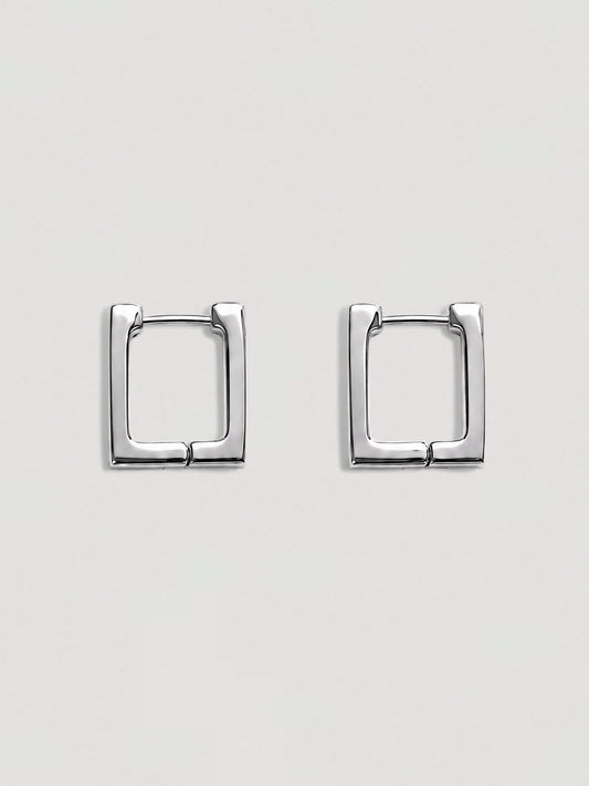 SQUARE SILVER HOOP EARRINGS