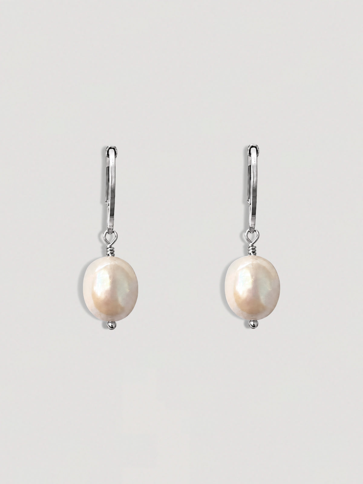 CLASSIC FRESHWATER PEARL EARRINGS SILVER - LARGE