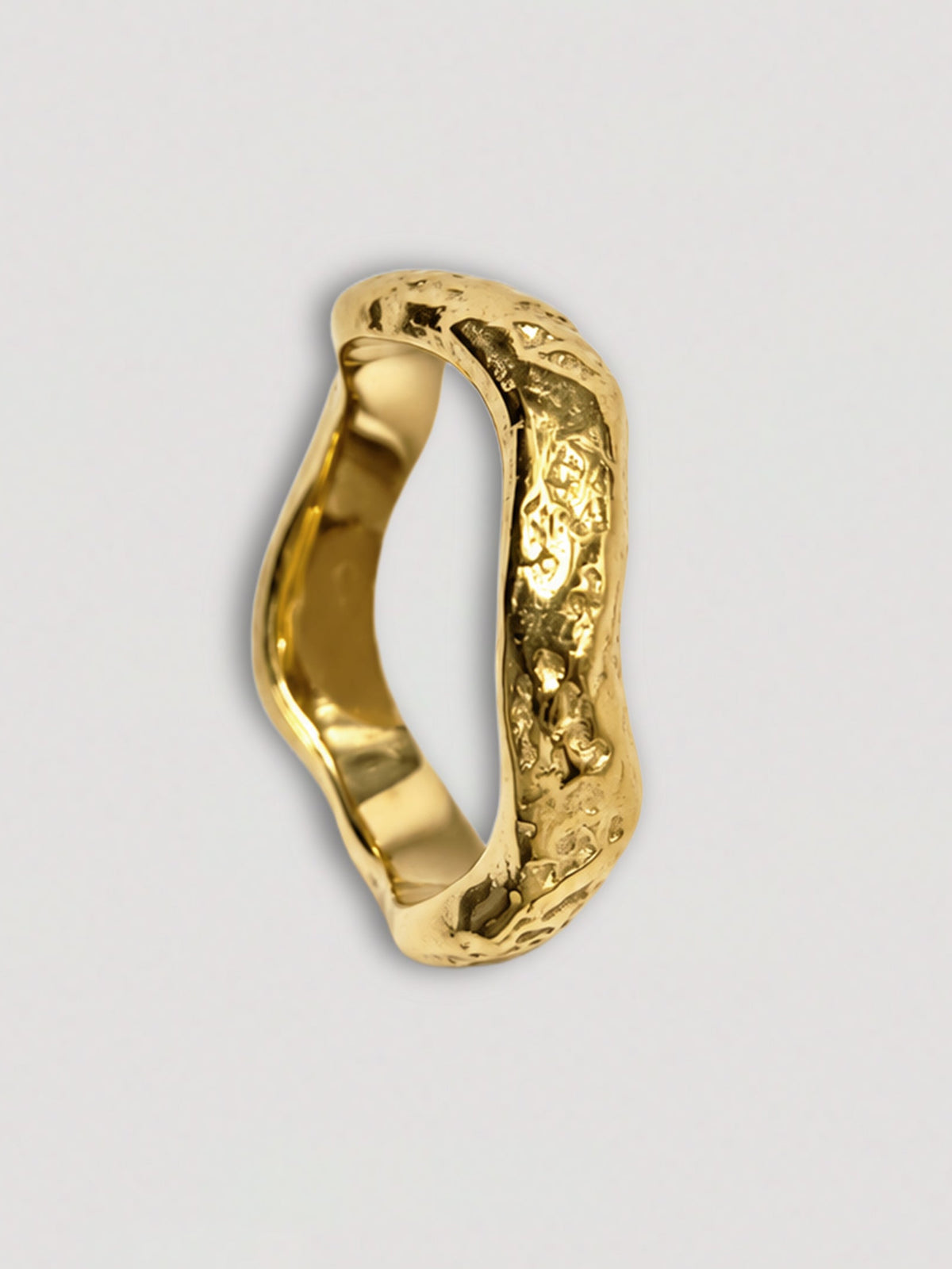 TEXTURED ASYMETRICAL GOLD RING