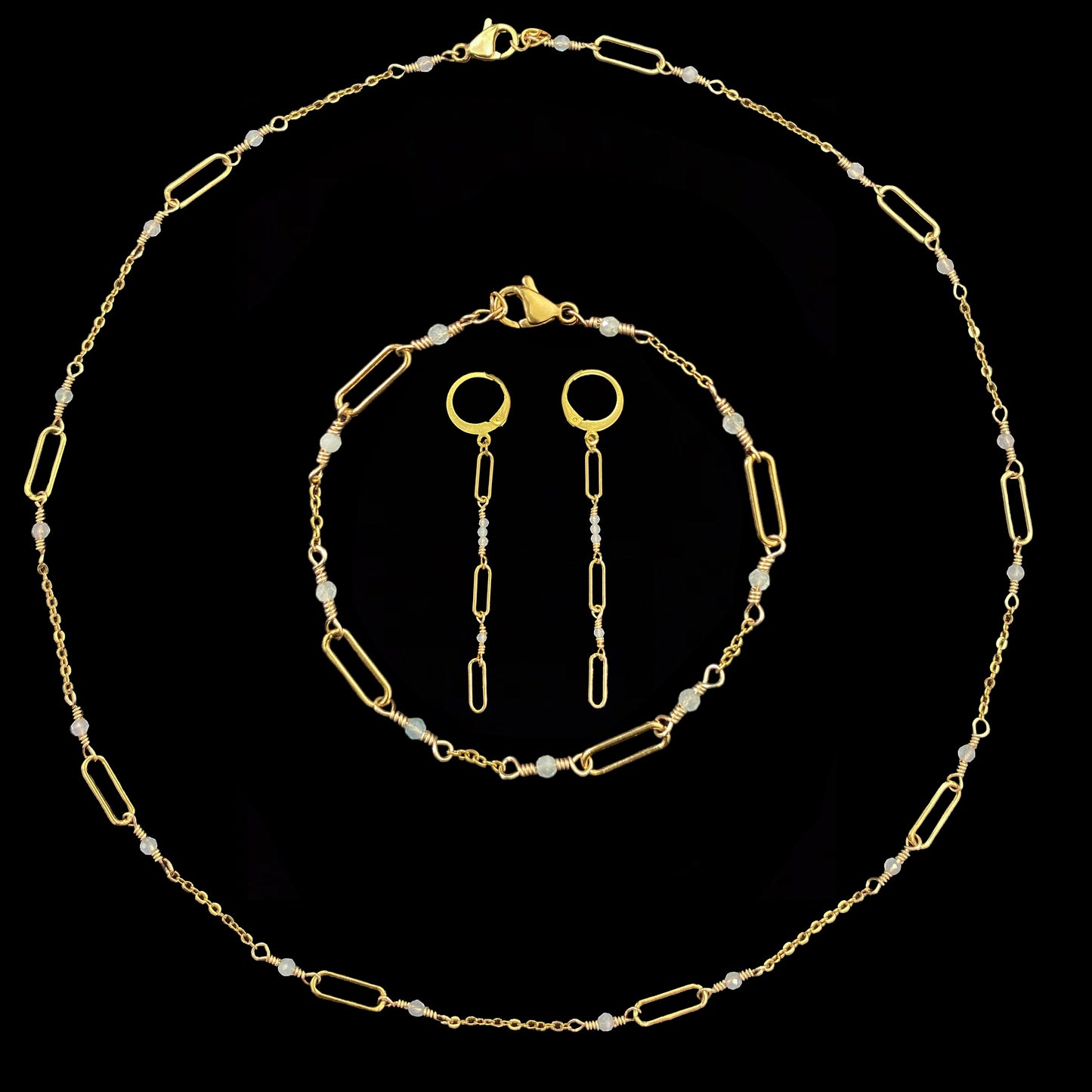 VELA SET - AQUAMARINE - NECKLACE, EARRINGS, BRACELET