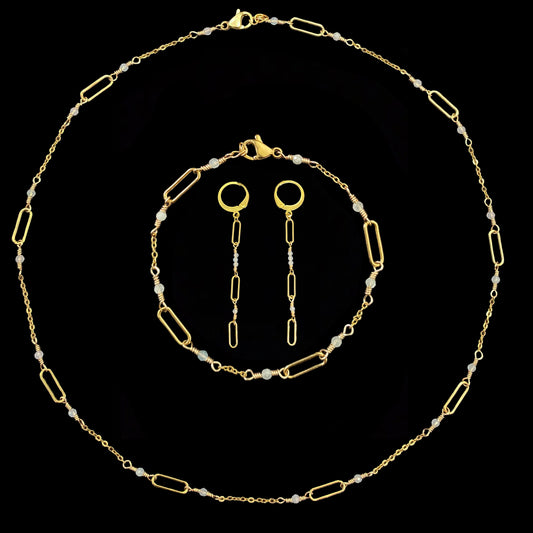 VELA SET - AQUAMARINE - NECKLACE, EARRINGS, BRACELET