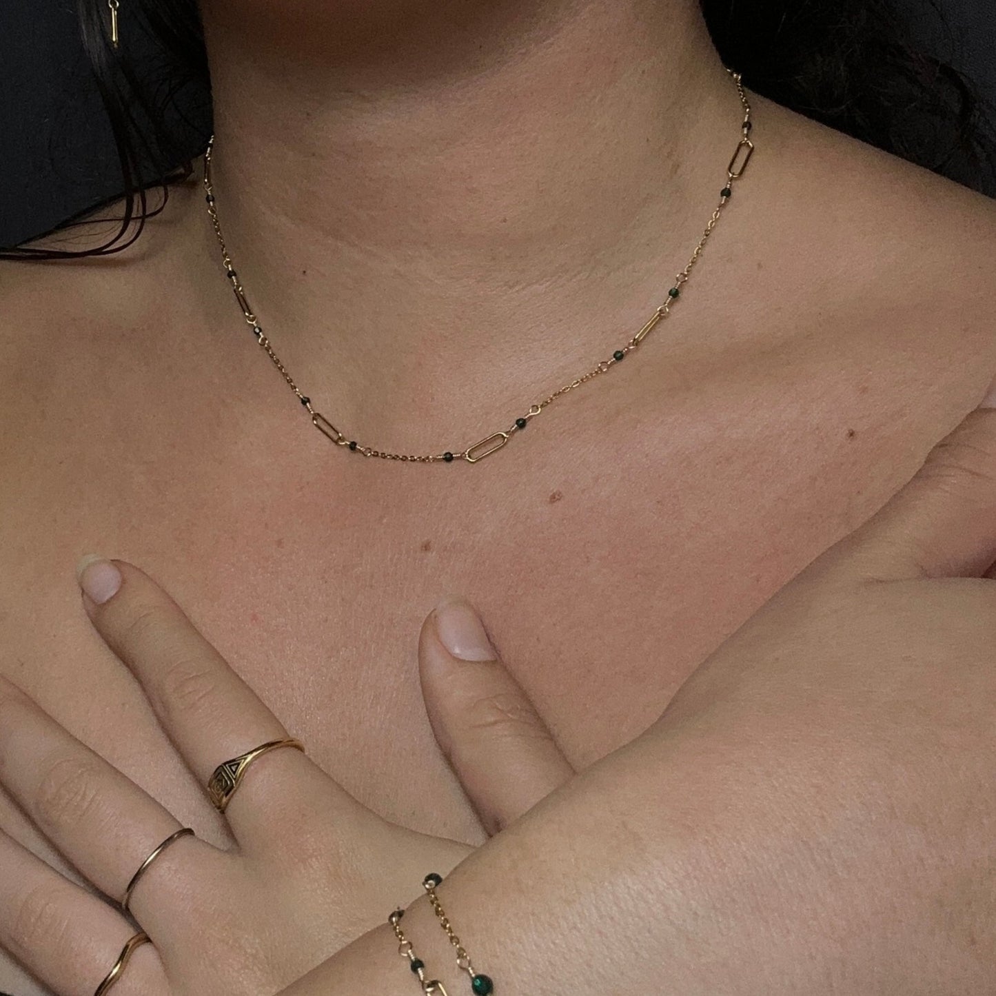 VELA SET - EMERLAD - NECKLACE, EARRINGS, BRACELET