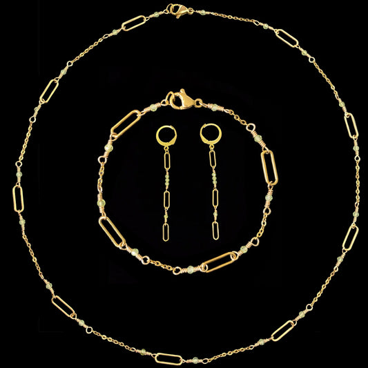 VELA SET - PERIDOT - NECKLACE, EARRINGS, BRACELET