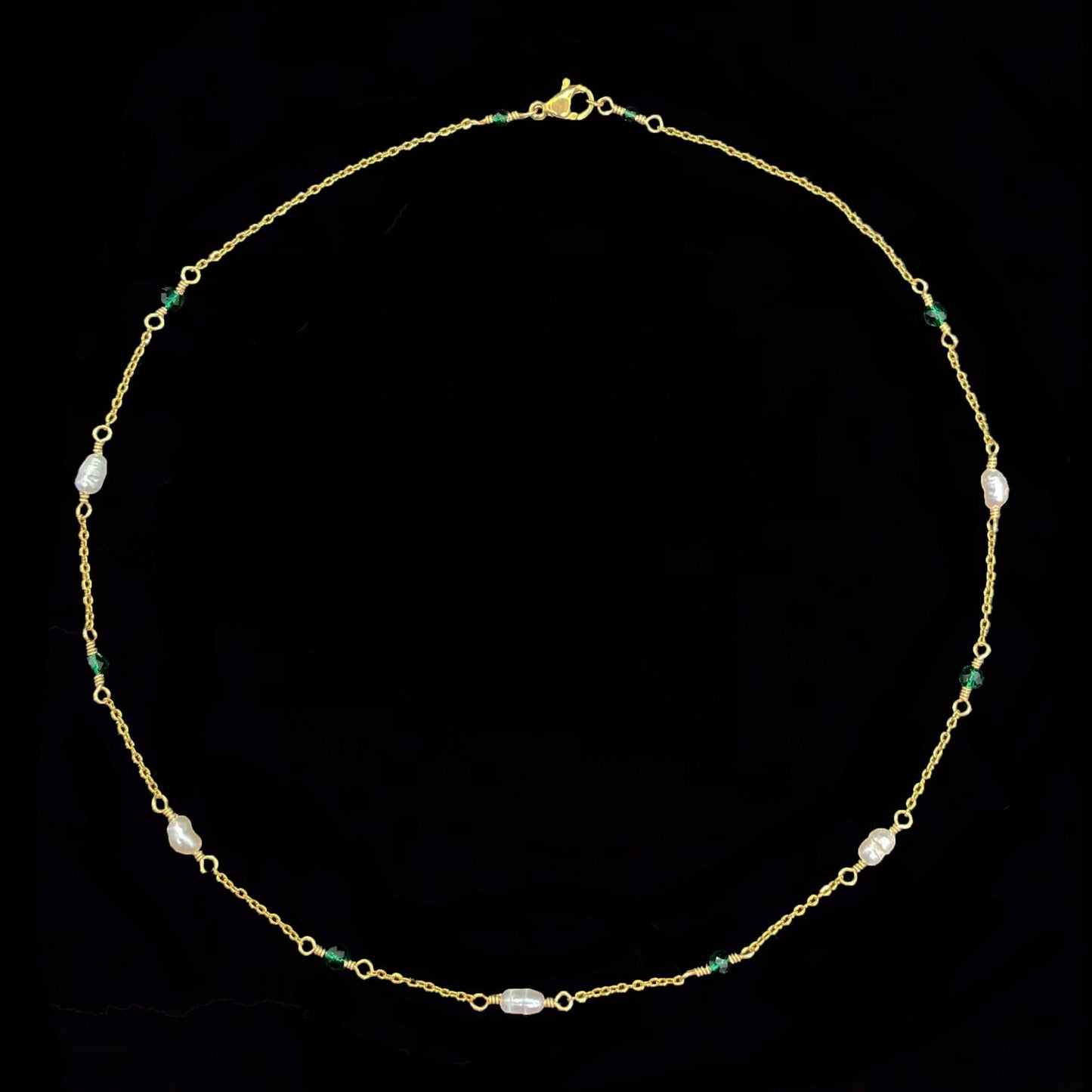 CASSIOPEIA NECKLACE - PEARL & EMERALD