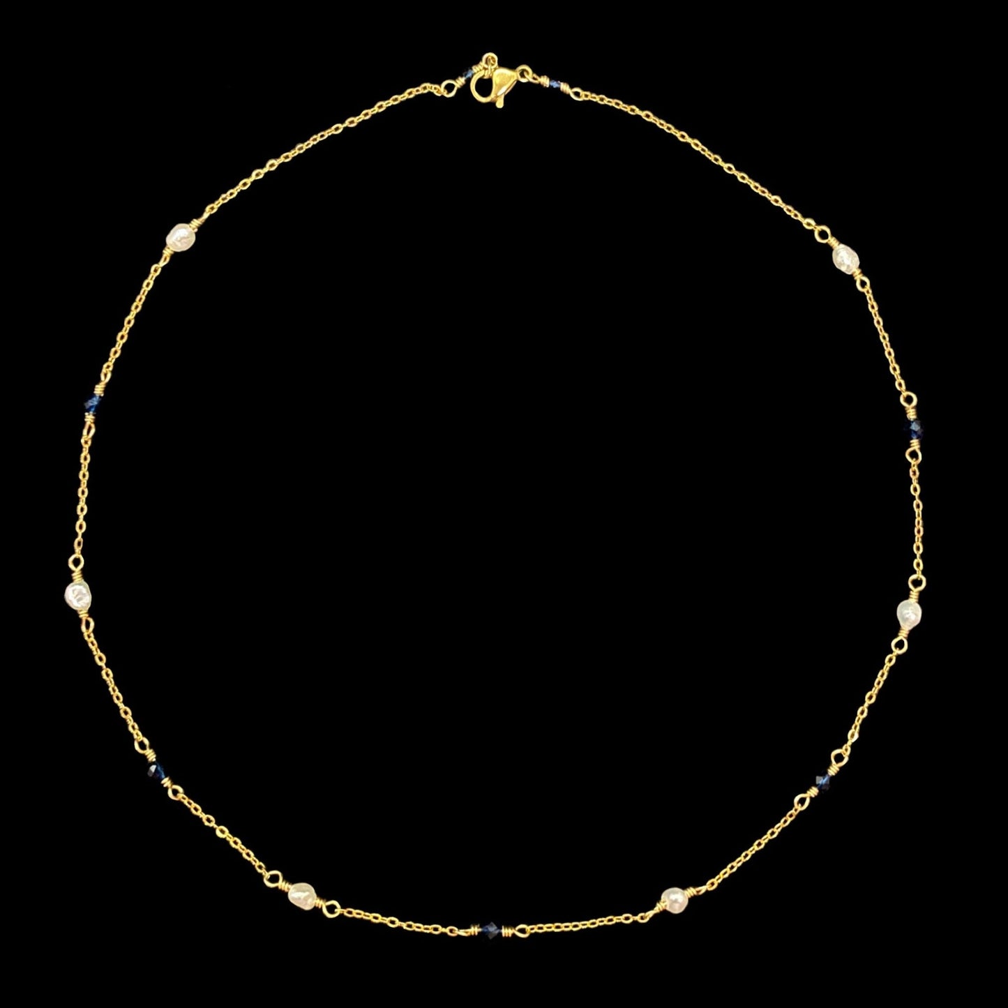 CASSIOPEIA NECKLACE - PEARL & SAPPHIRE
